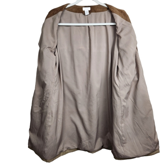 Chico's Brown Tan Leather Suede Midi Length Jacket Women's Size Large Size 2 - Picture 5 of 8